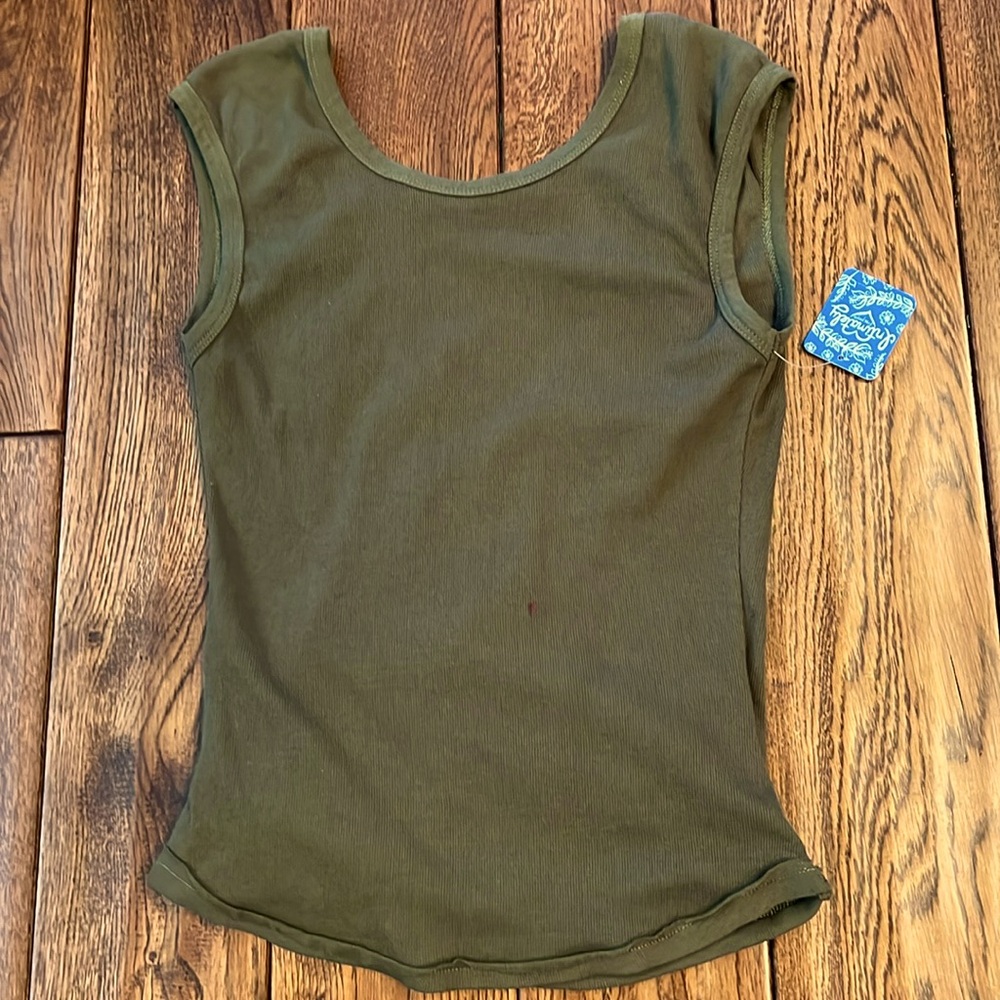 NWT Free People Army Green Sleeveless Top - Picture 2 of 2
